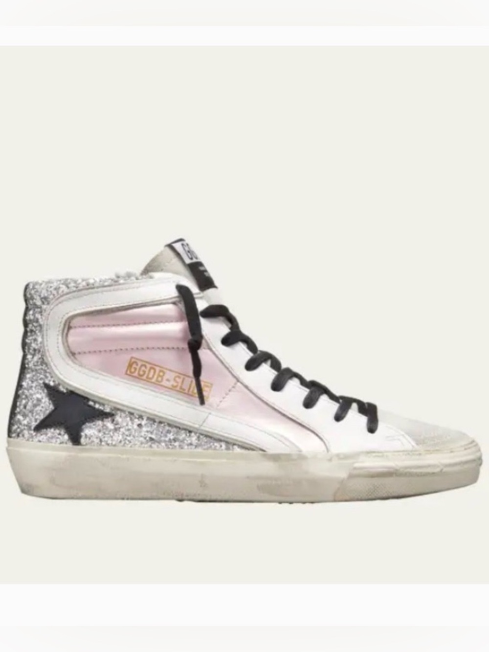 Golden Goose Pink and Silver High-Top Sneaker